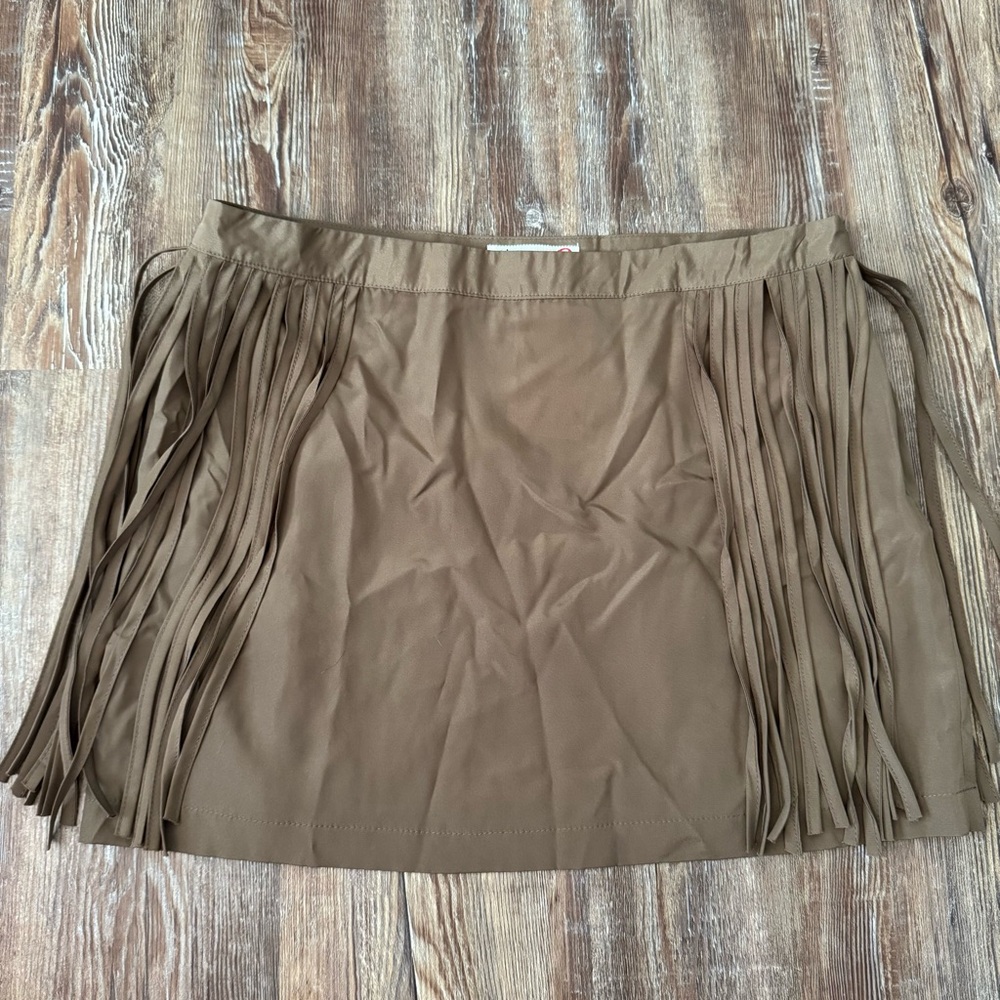 NWT Umgee Brown Fringe Mini Skirt